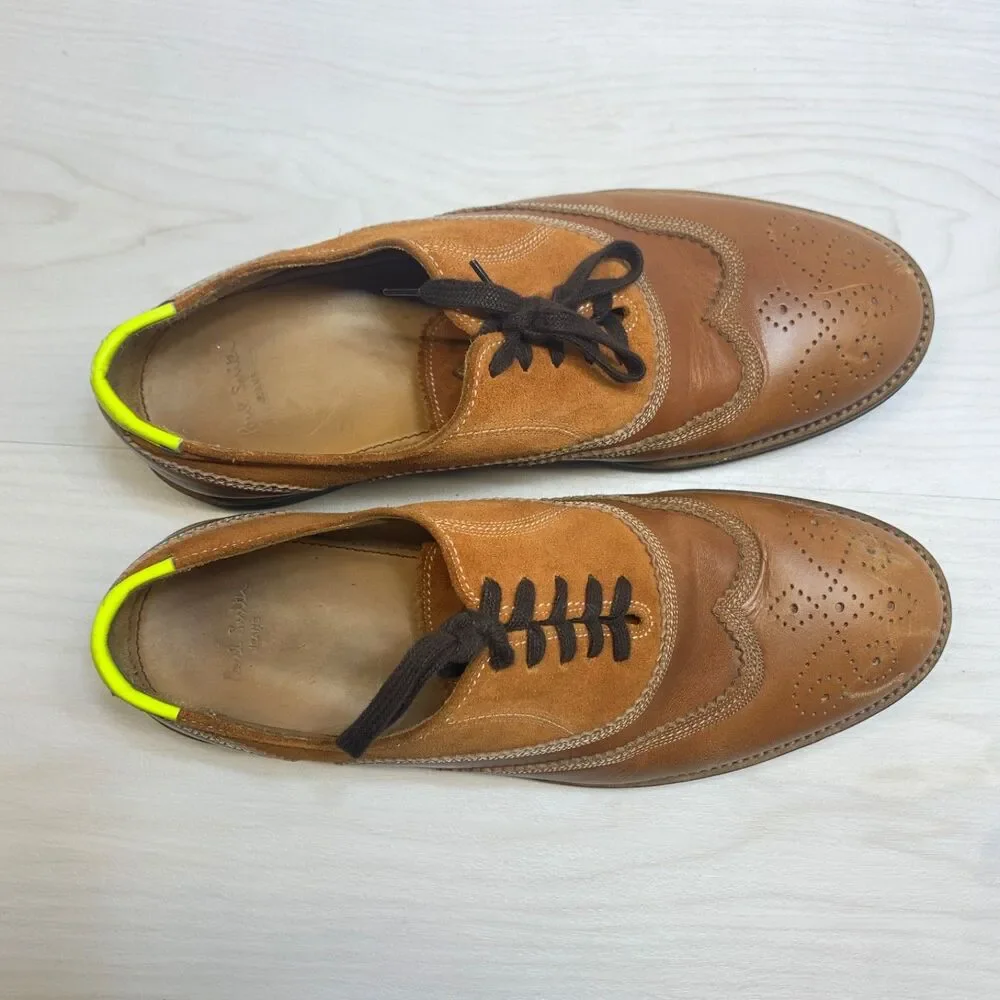 Paul Smith Shoes Mens Size 43 Brown Leather Brogue‎ Wingtip Oxford Made Italy